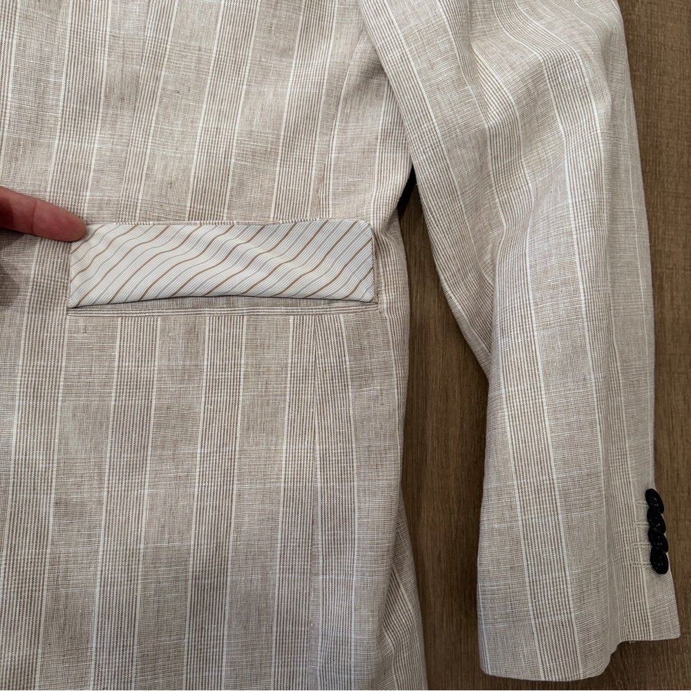 Banana‎ Republic Men Beige Linen Cotton Blazer Sport Jacket 44R 2 Button Lined - Picture 14 of 15